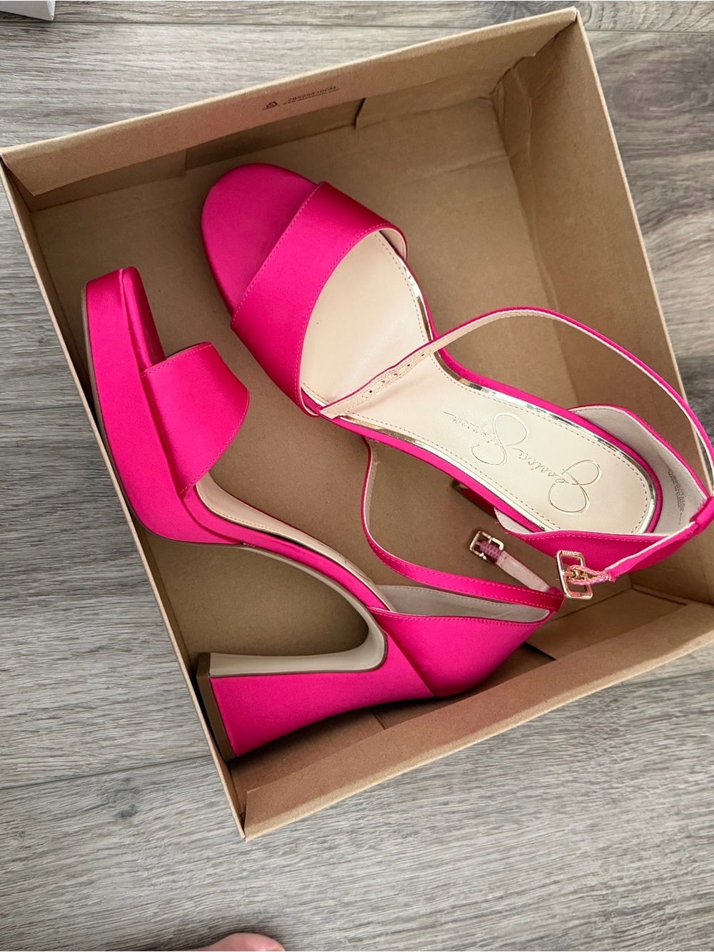 Jessica Simpson Hot Pink Strappy Block Heel Sandals
